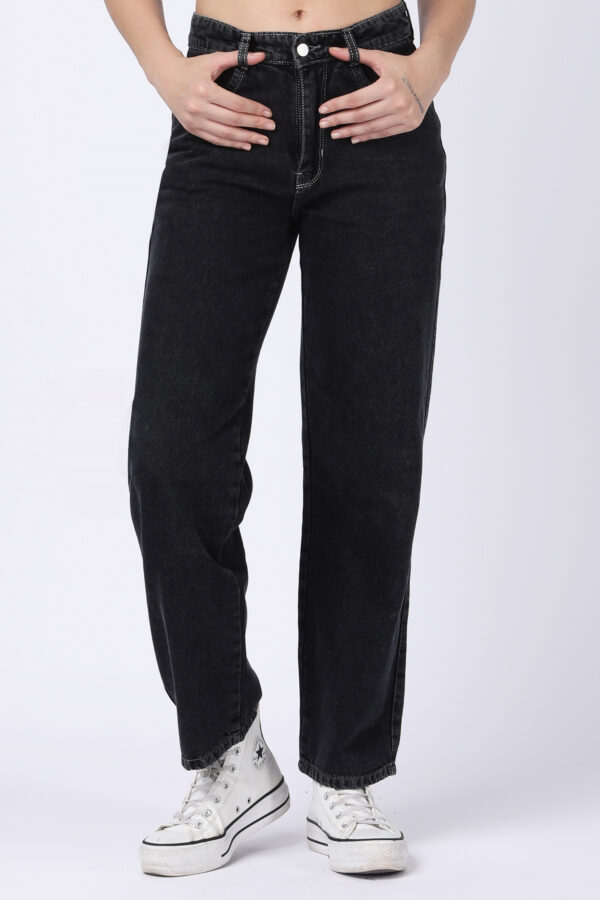 Women's Black High Waist Straight Fit Jeans