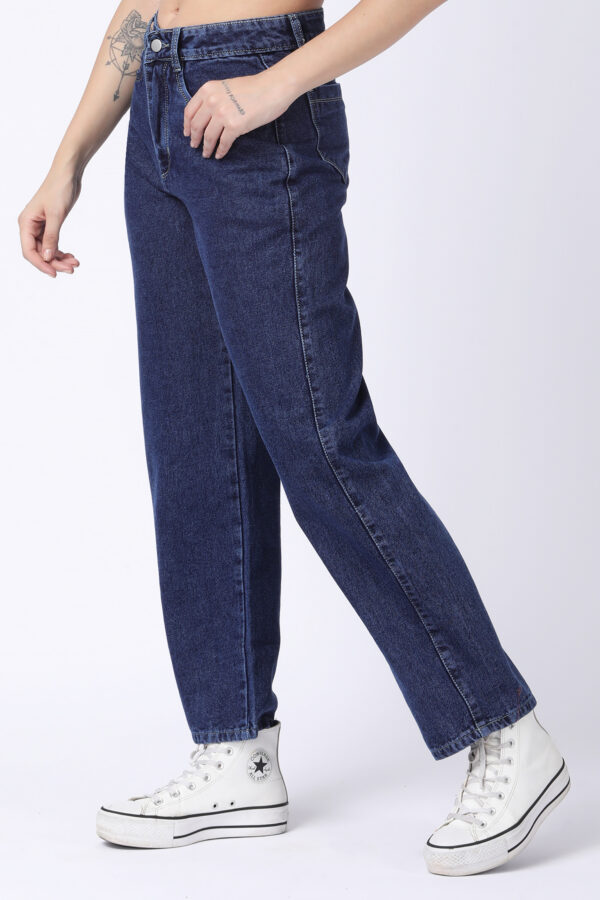 Women's Blue High Waist Straight Fit Jeans