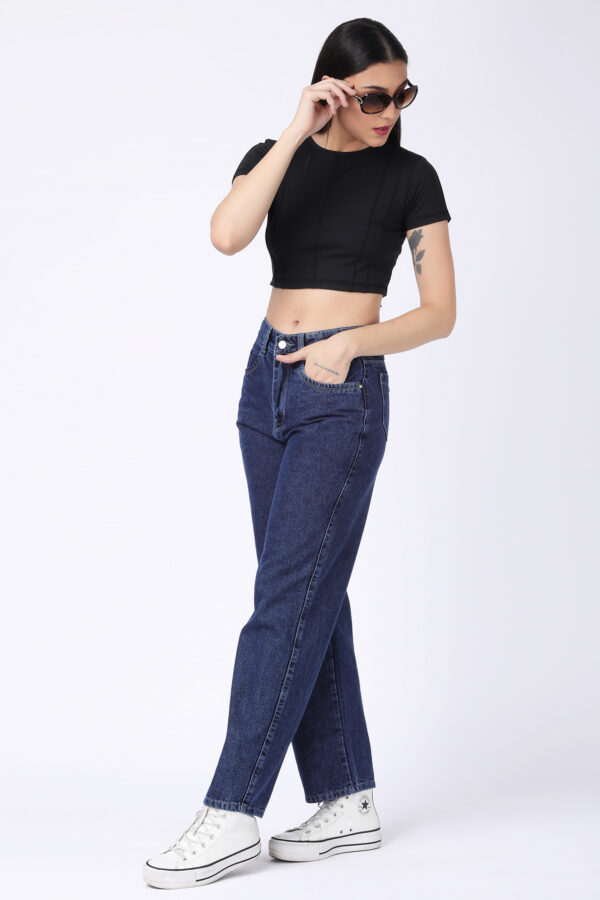 Women's Blue High Waist Straight Fit Jeans