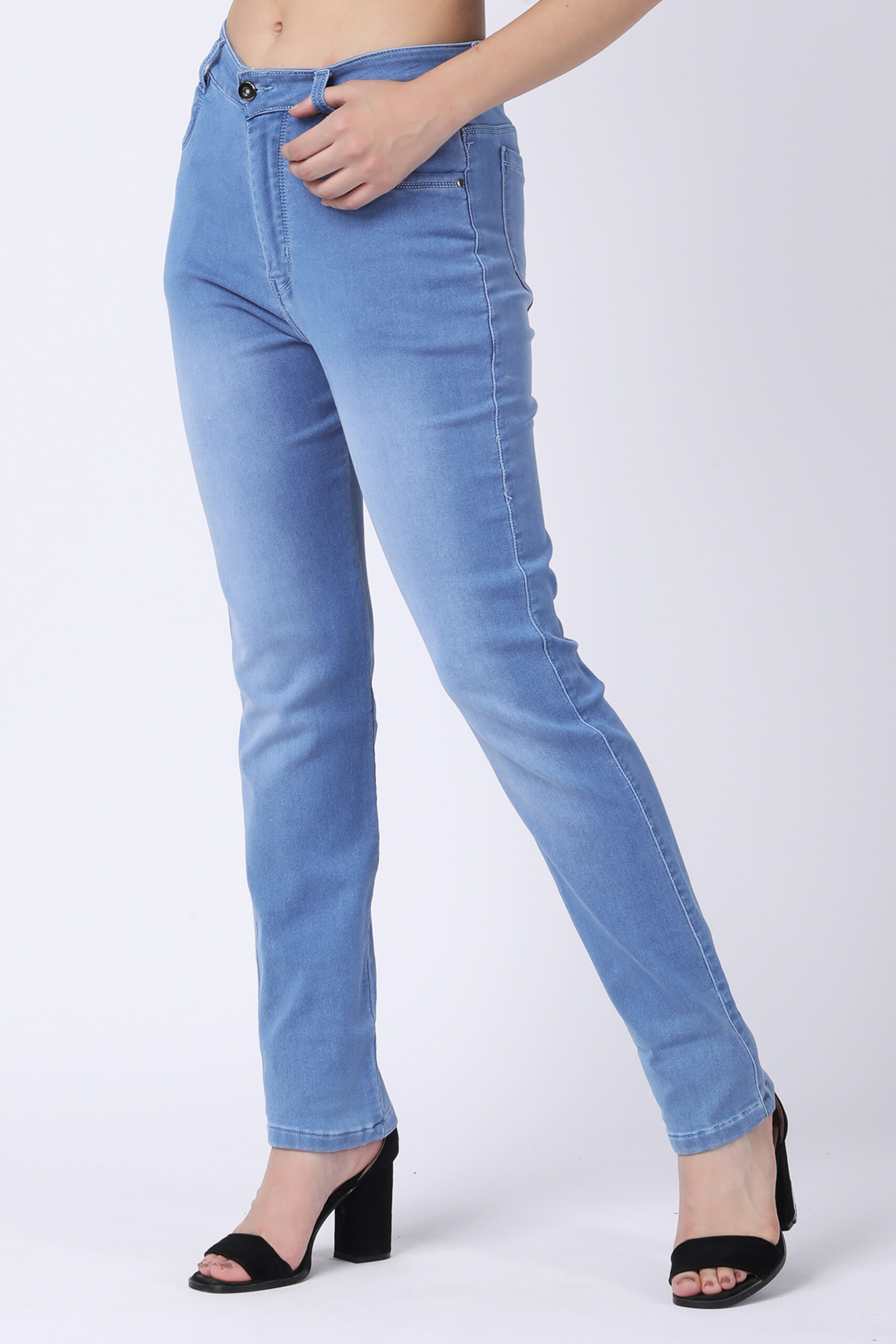 Women's Light Blue Regular Fit Jeans