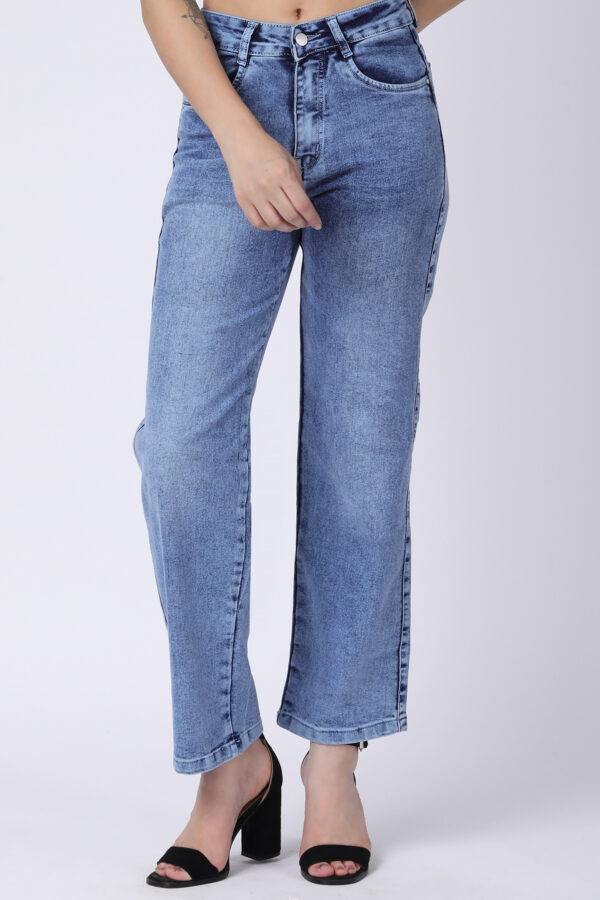 Women's Light Blue High Waist Straight Fit Jeans