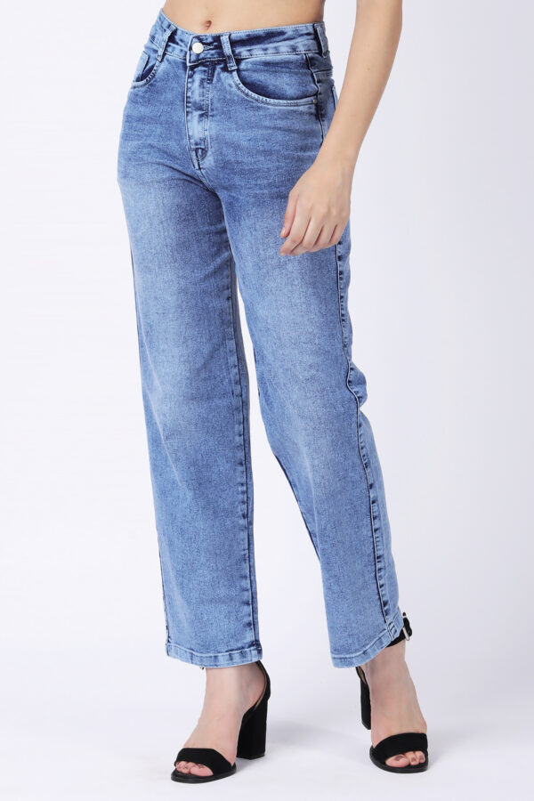 Women's Light Blue High Waist Straight Fit Jeans