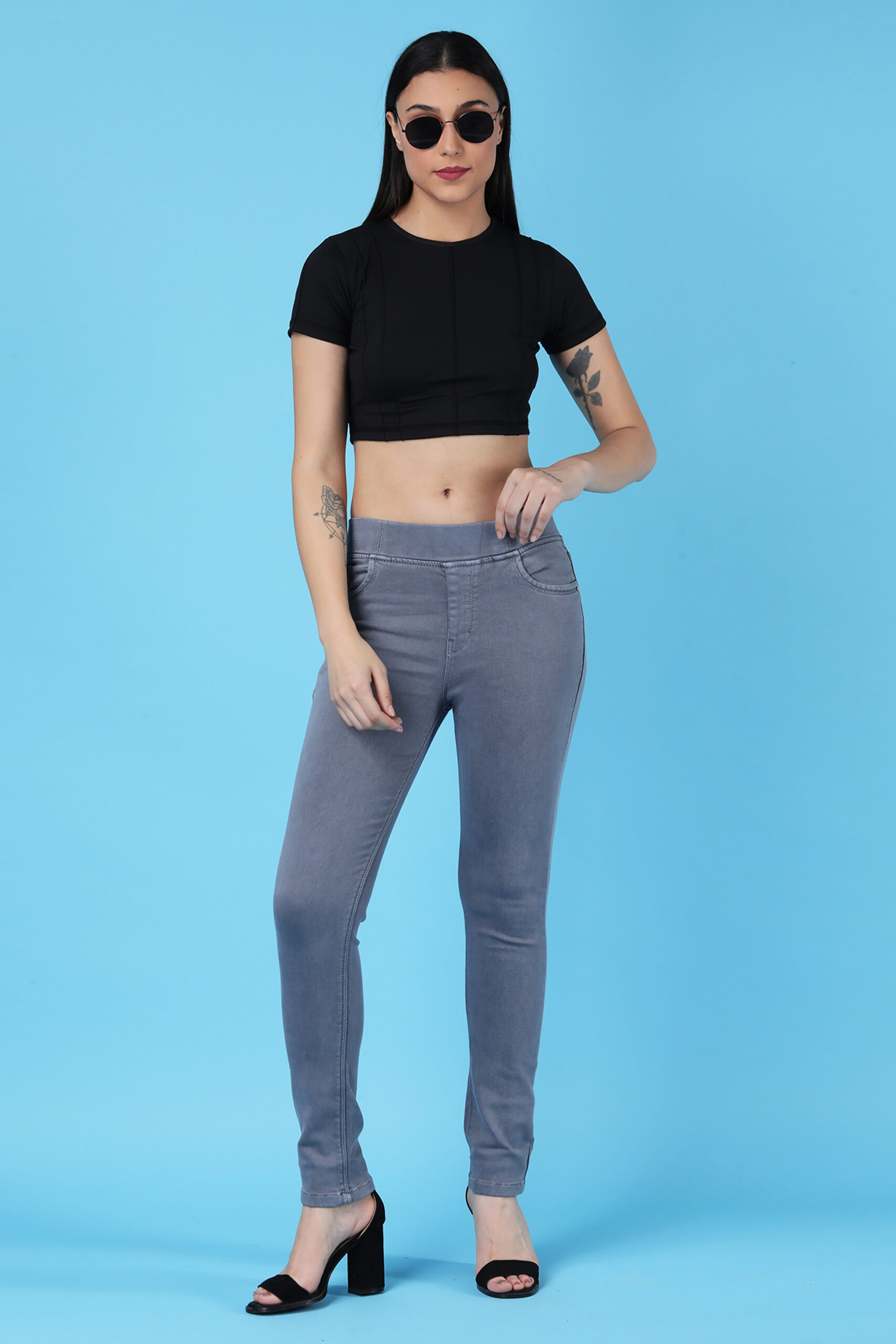 Women's Grey Denim Jeggings