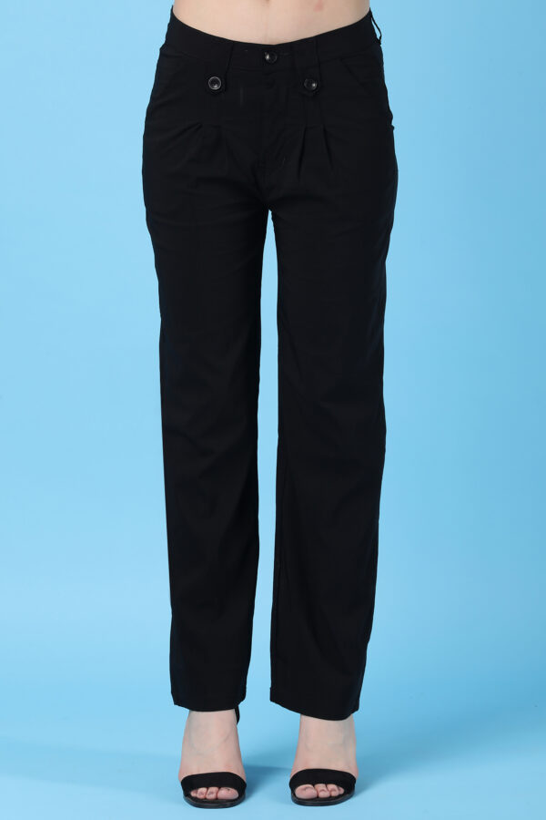 Women's Black High-Rise Trousers