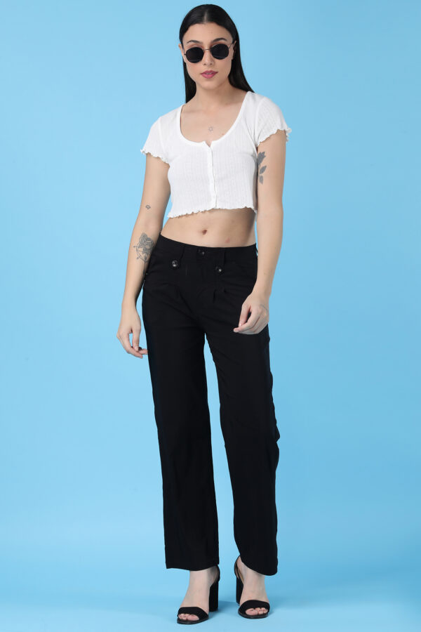 Women's Black High-Rise Trousers