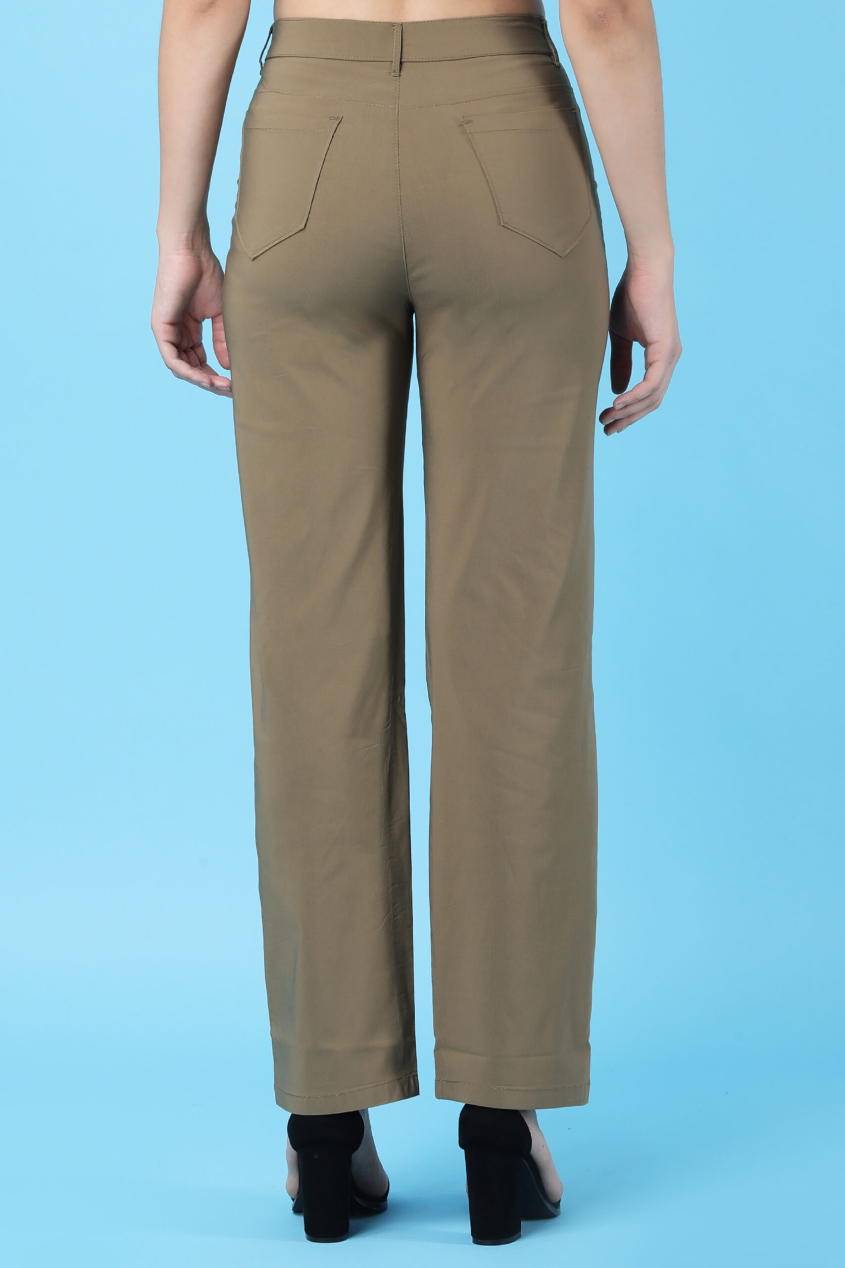 Women's Olive High-Rise Trousers