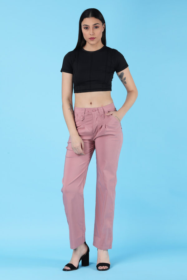 Women's Pink High-Rise Trousers