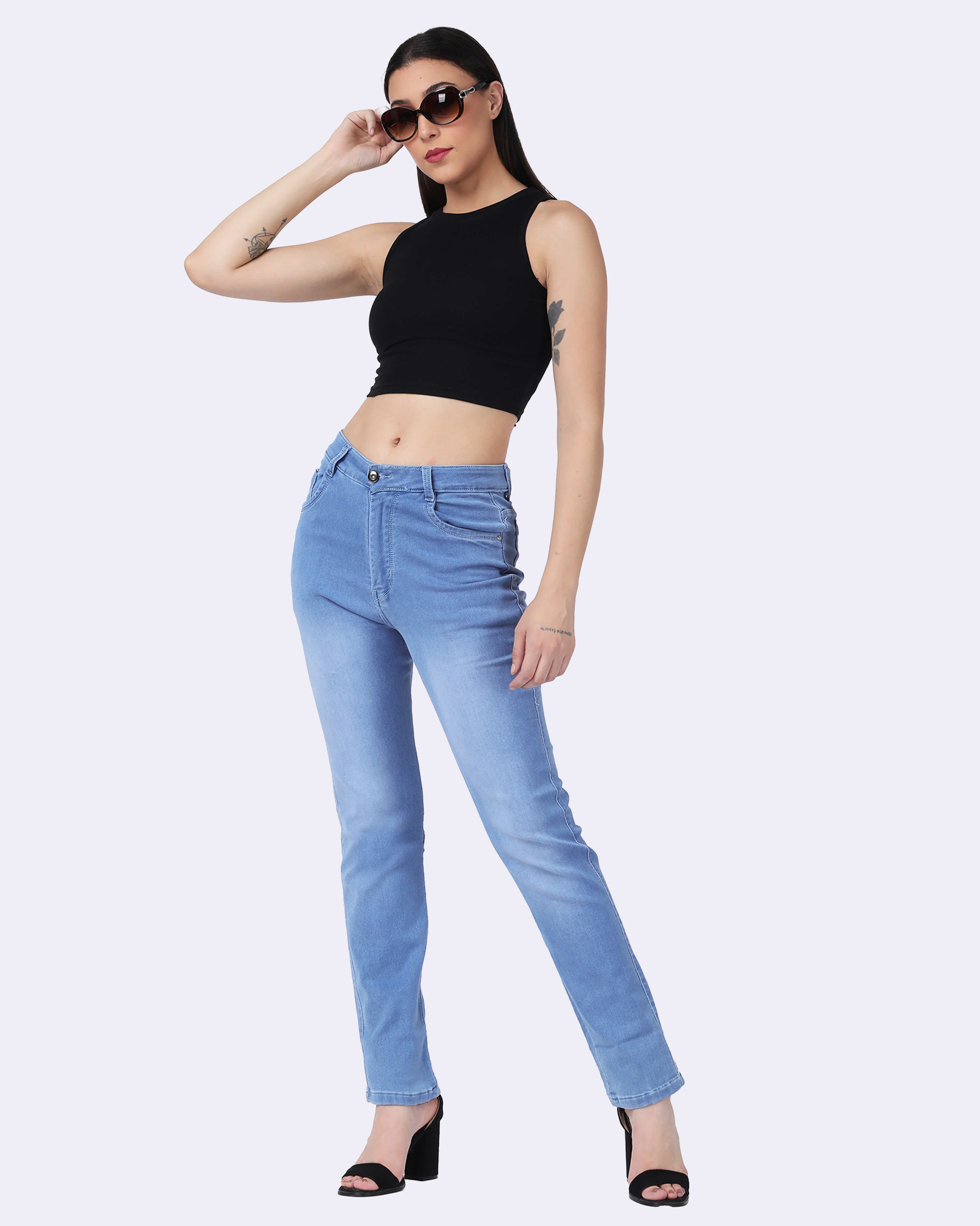 Women's Light Blue Regular Fit Jeans