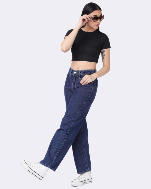 Women's Blue High Waist Straight Fit Jeans