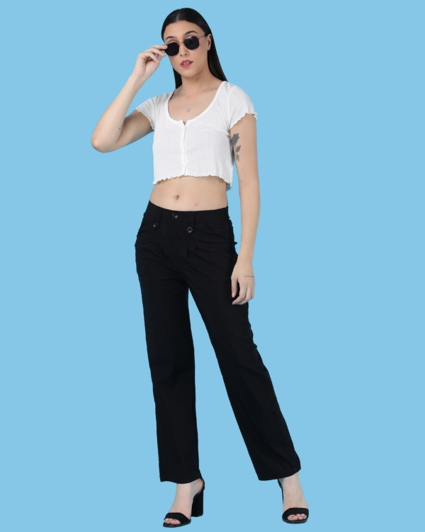 Women's Black High-Rise Trousers