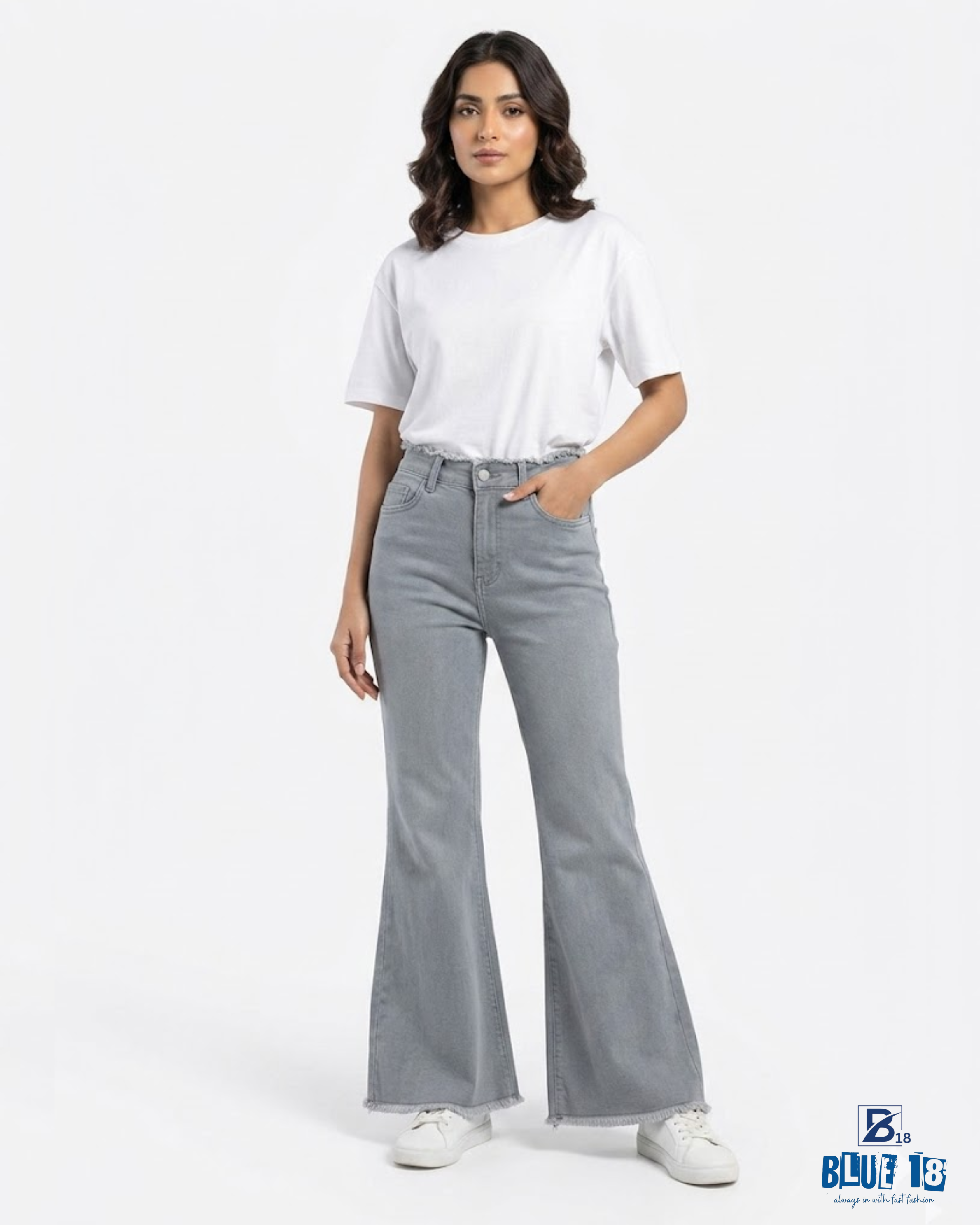 grey bell bottom jeans