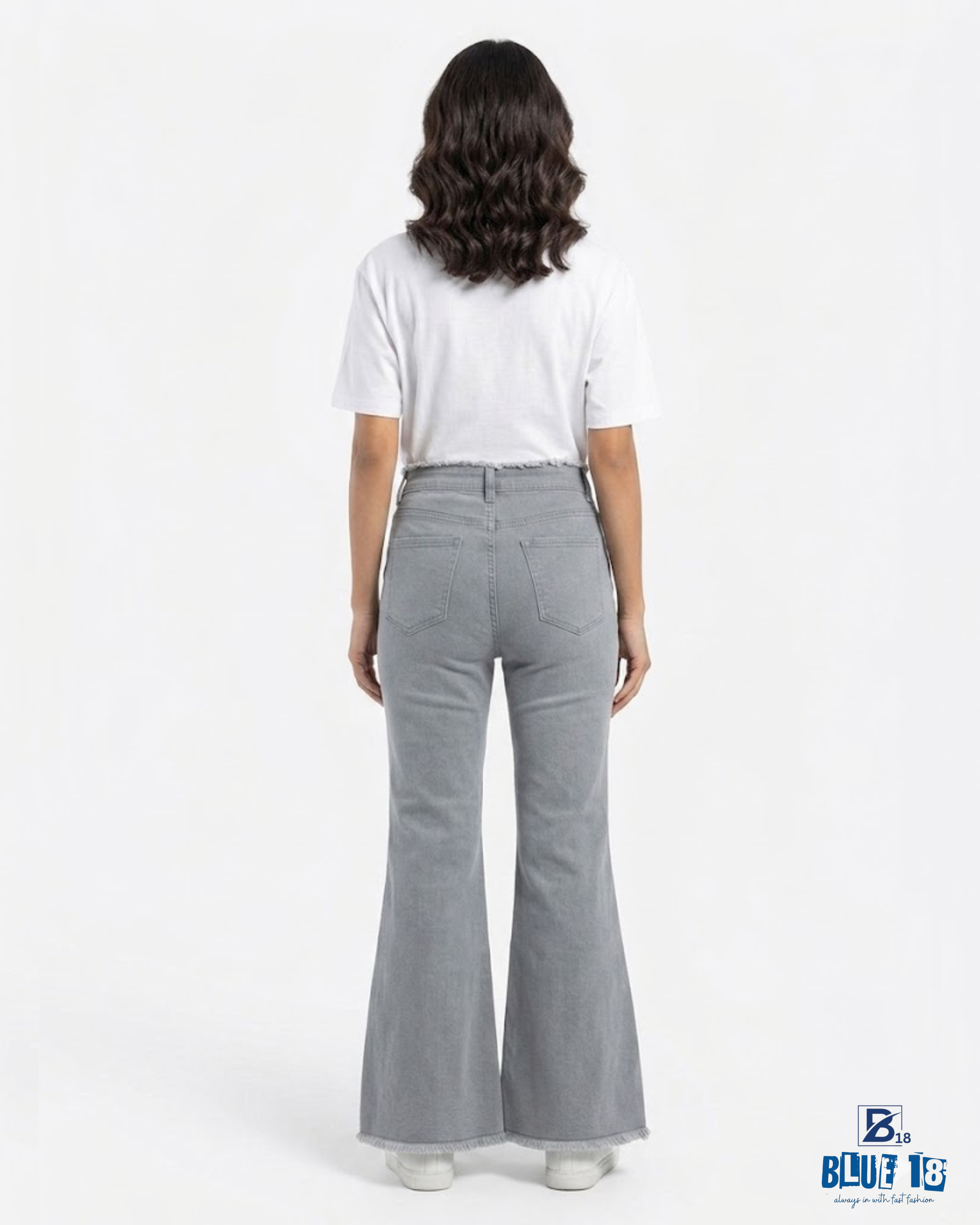 grey bell bottom jeans
