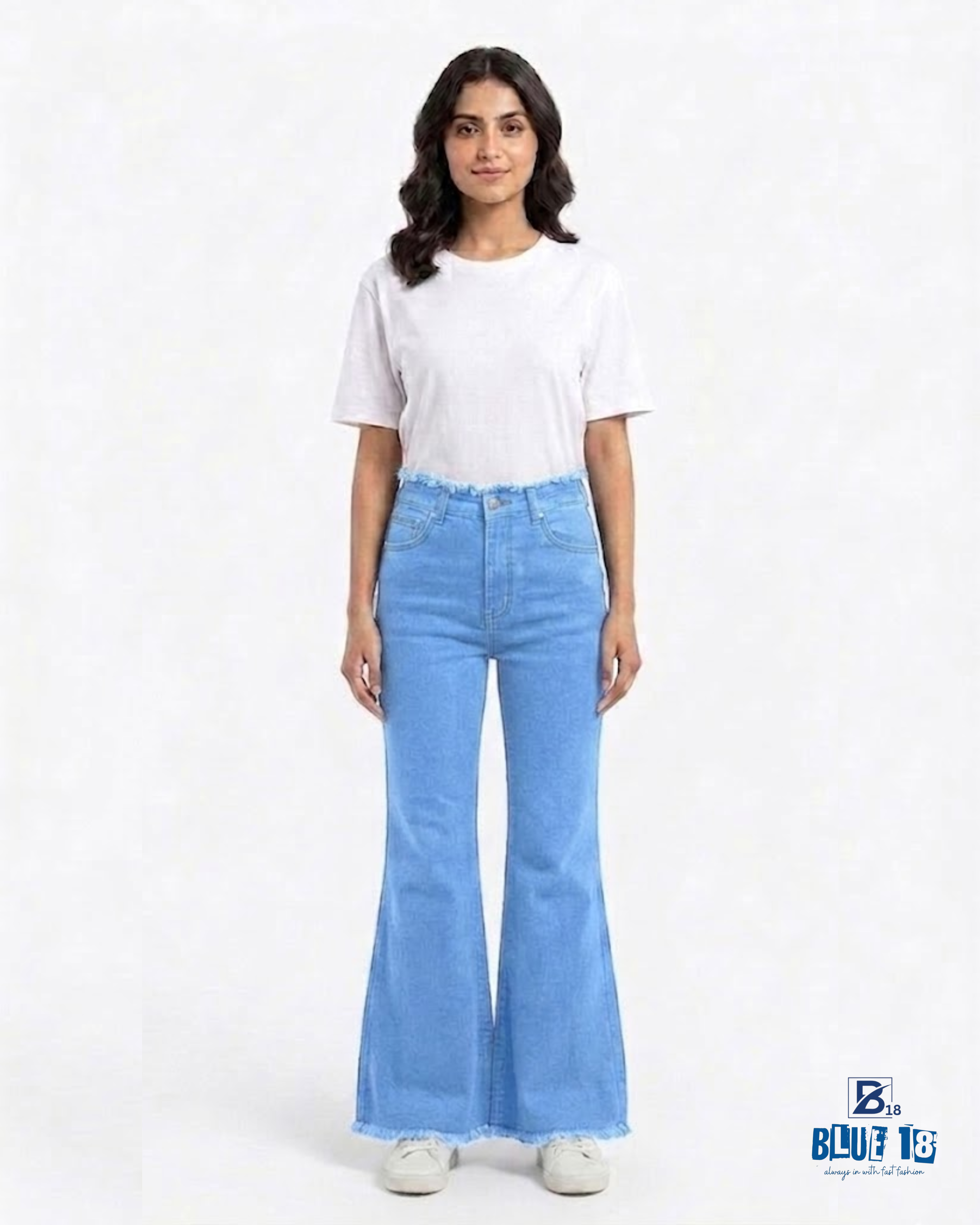 sky blue bell bottom jeans