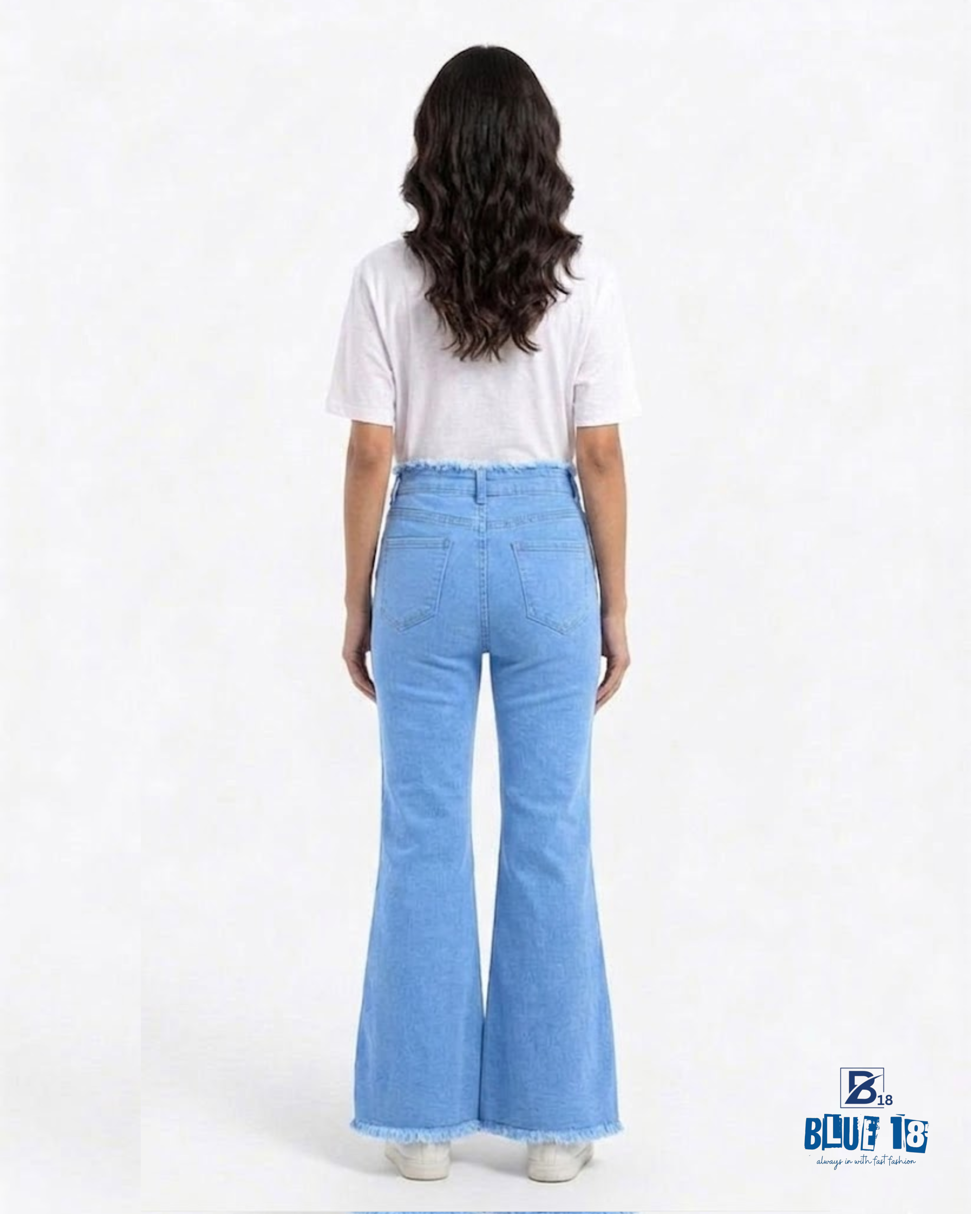 sky blue bell bottom jeans